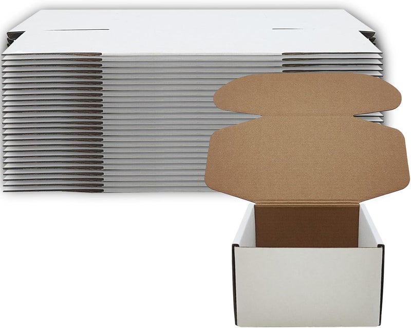 Livejun 5 x 5 x 3 inch Shipping Boxes Set of 25， White Corrugated Cardboard Box Mailer Boxes for Packaging Small Business Shipping，Mailing Boxes Bulk for Birthday Wedding Party Book Literature Gift Giving - Image 1